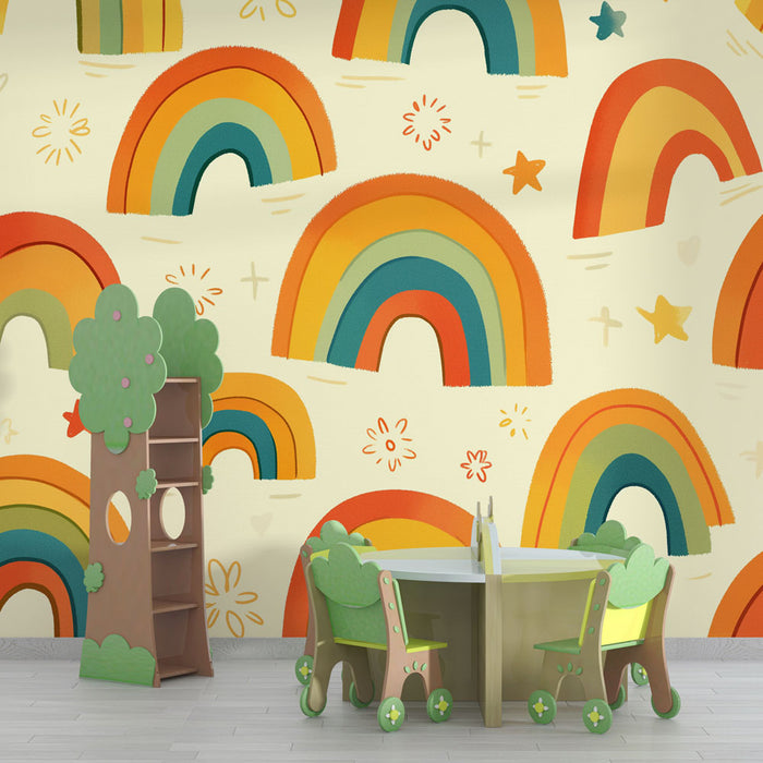 Rainbow Mural Wallpaper | Star Patterns