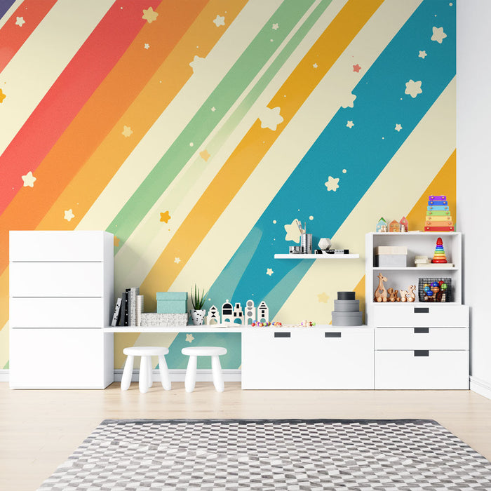 Rainbow Mural Wallpaper | Small Stars