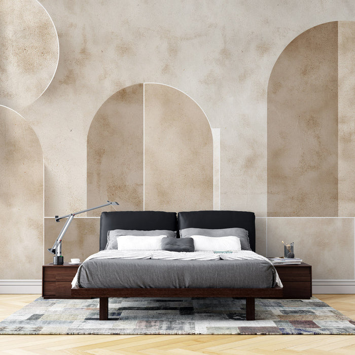 Art Deco Mural Wallpaper | Beige with Geometric Shapes