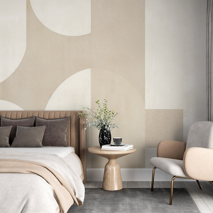 Art Deco Mural Wallpaper | Beige Circles and Rectangles