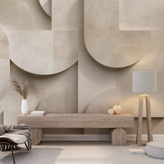 Art Deco Mural Wallpaper | Stone Wall Shape Imitation