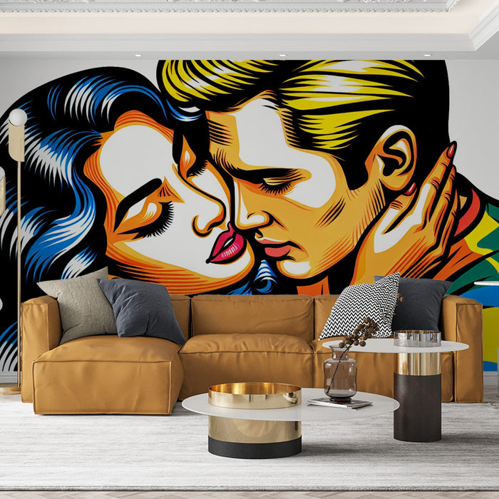 Comic Mural Wallpaper | Man and Woman in a Moment of Complicity