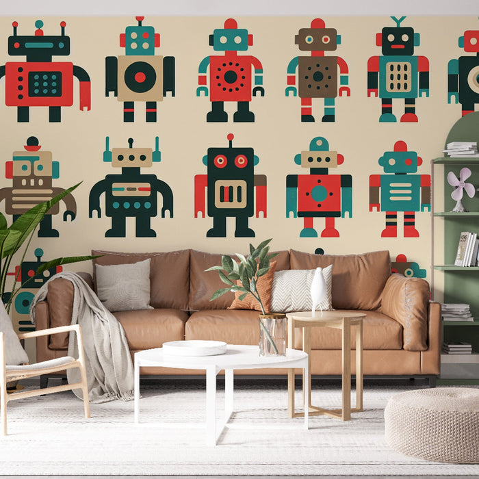 Comic Mural Wallpaper | Multicolored and Diverse Robots
