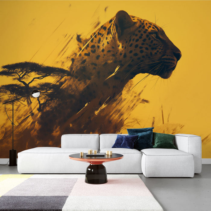 Mural Wallpaper Collage | Leopard and Savannah