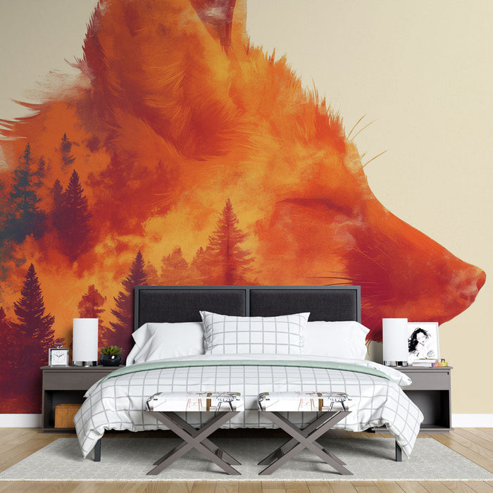 Collage Mural Wallpaper | Fox and Nordic Forest