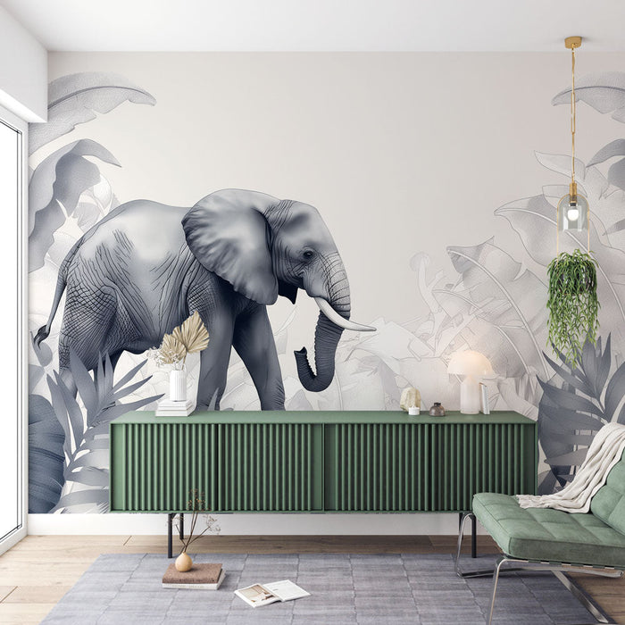 Olifant Foto Behang | Monochroom Grijs