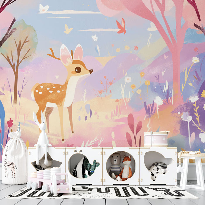 Deer Wallpaper | Forest and Butterflies