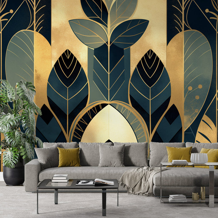 Foliage Mural Wallpaper | Geometric Art Deco