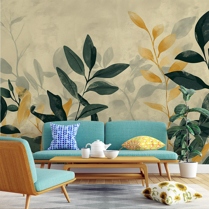 Foliage Mural Wallpaper | Yellow and Green