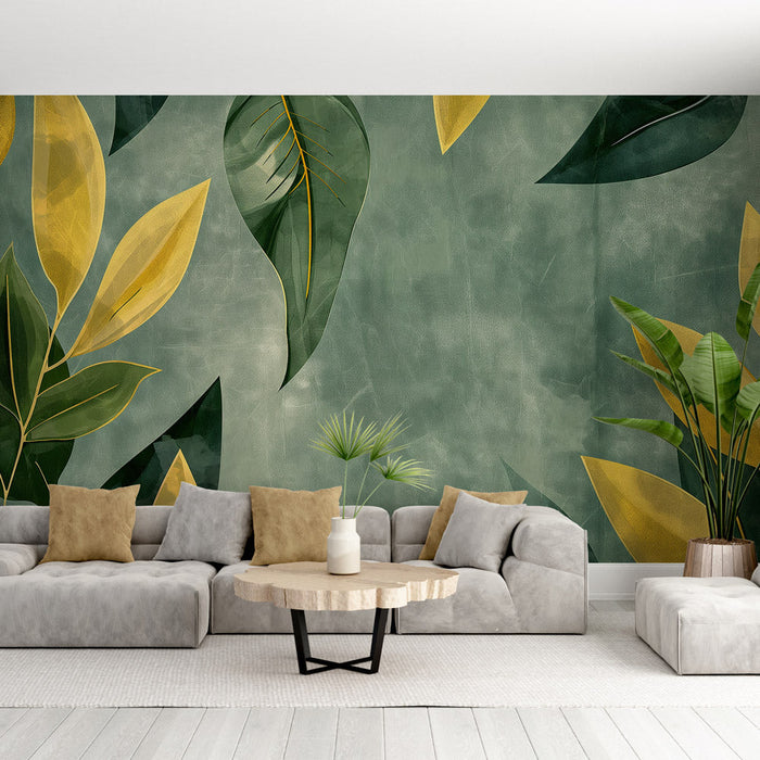 Foliage Mural Wallpaper | Shades of Green and Yellow