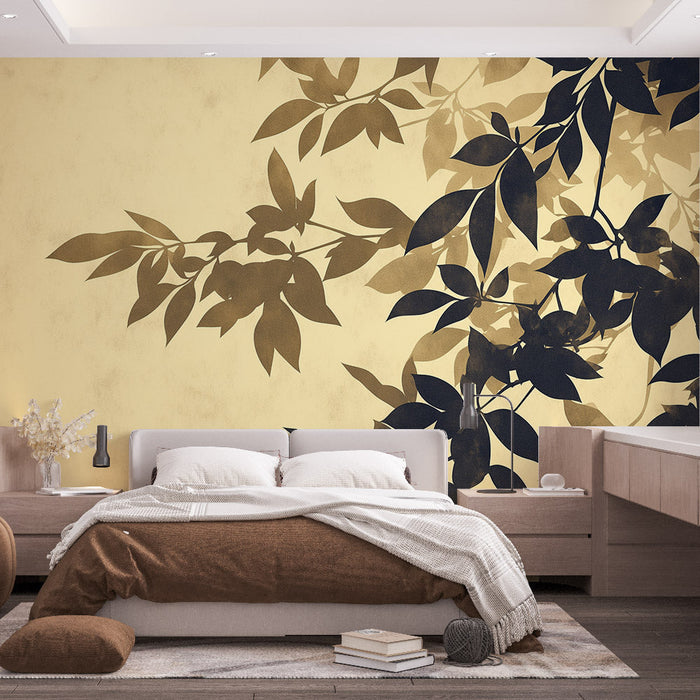 Foliage Mural Wallpaper | Japanese sumi-e Style