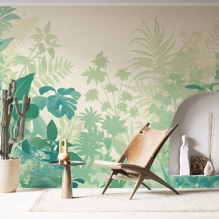 Foliage Behang | Pastel Groen Tropisch