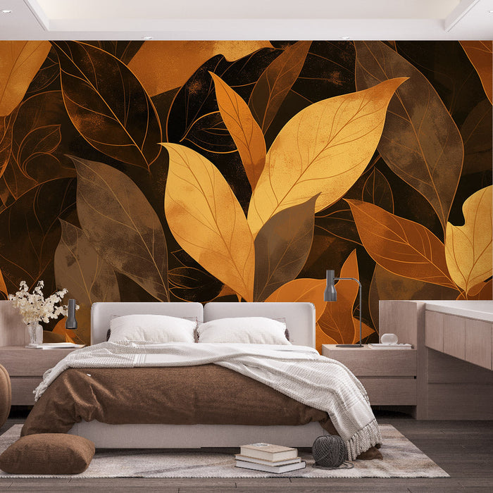 Autumn Foliage Mural Wallpaper | Shades of Browns