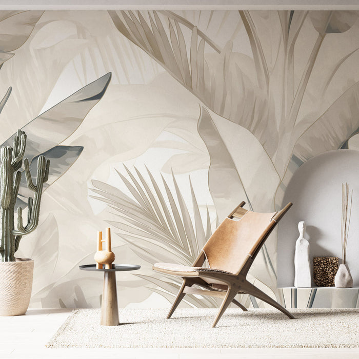 Beige and Green Foliage Mural Wallpaper | Stora löv