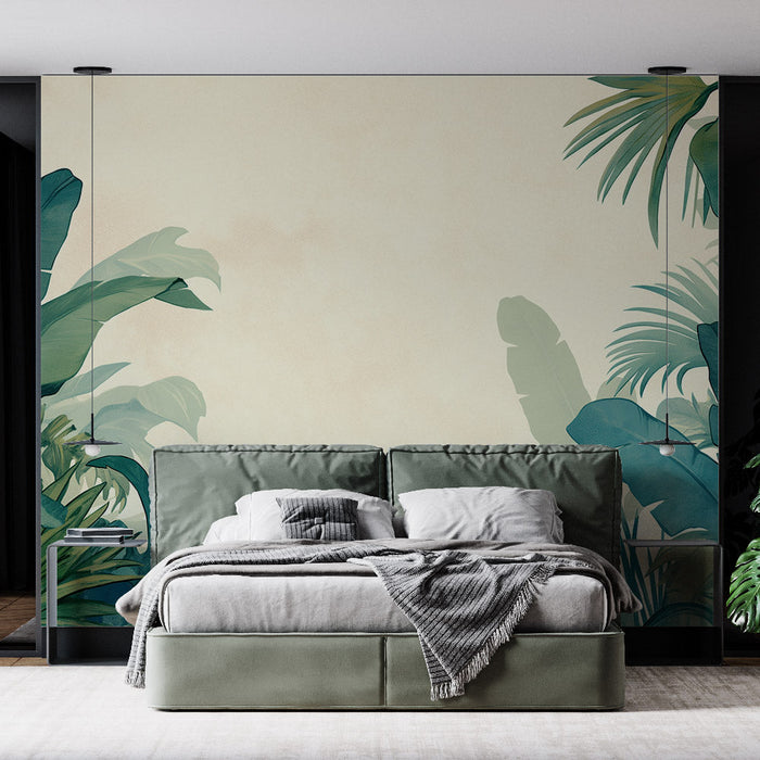 Jungle Foliage Mural Wallpaper | Beige Achtergrond