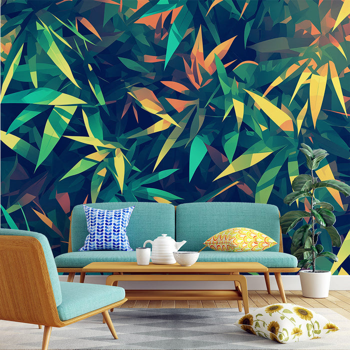 Multicolored Foliage Mural Wallpaper | Tropisch Bos