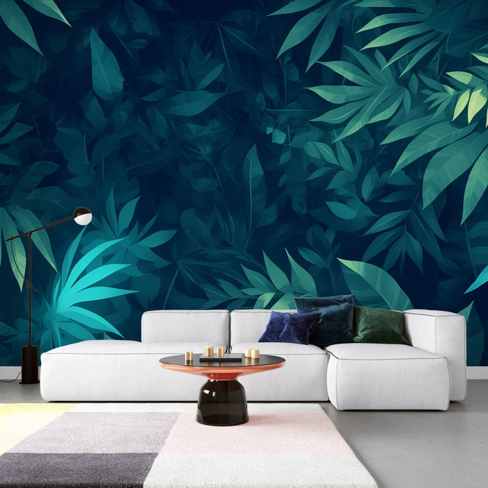 Papel de parede do mural Night Foliage | Tons de verde