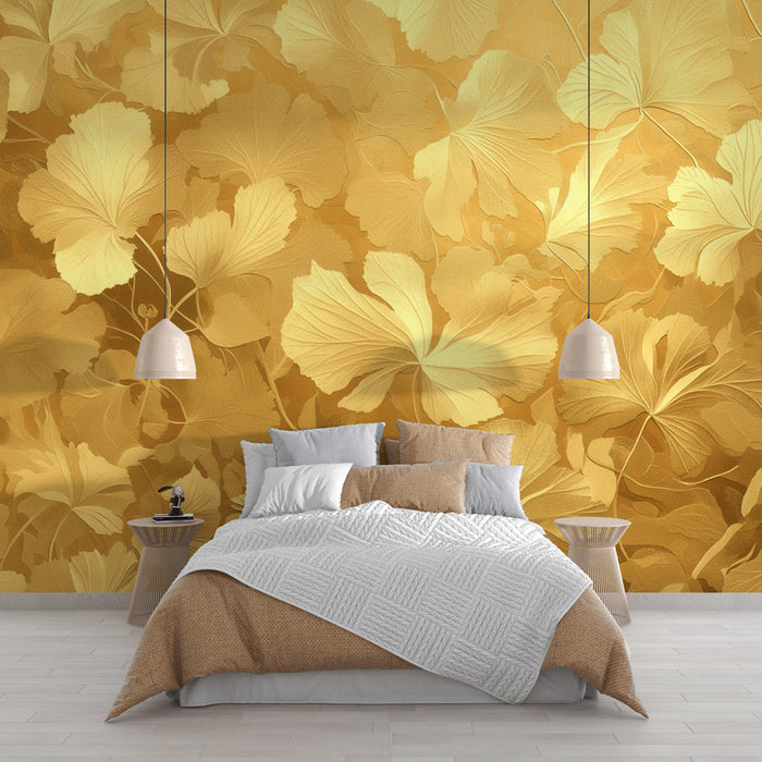 Fototapete Blätter | Gold Natur Grün Modern