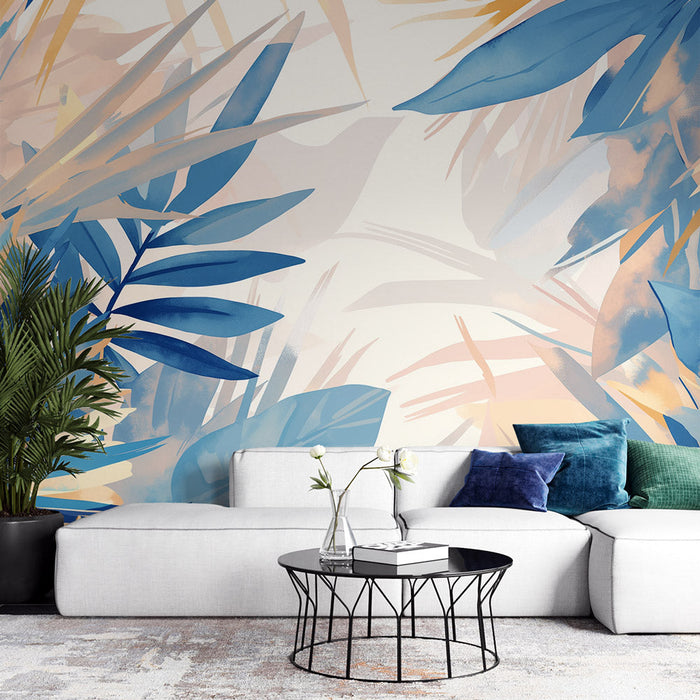 Pastel Foliage Tapet | Beige and Blue