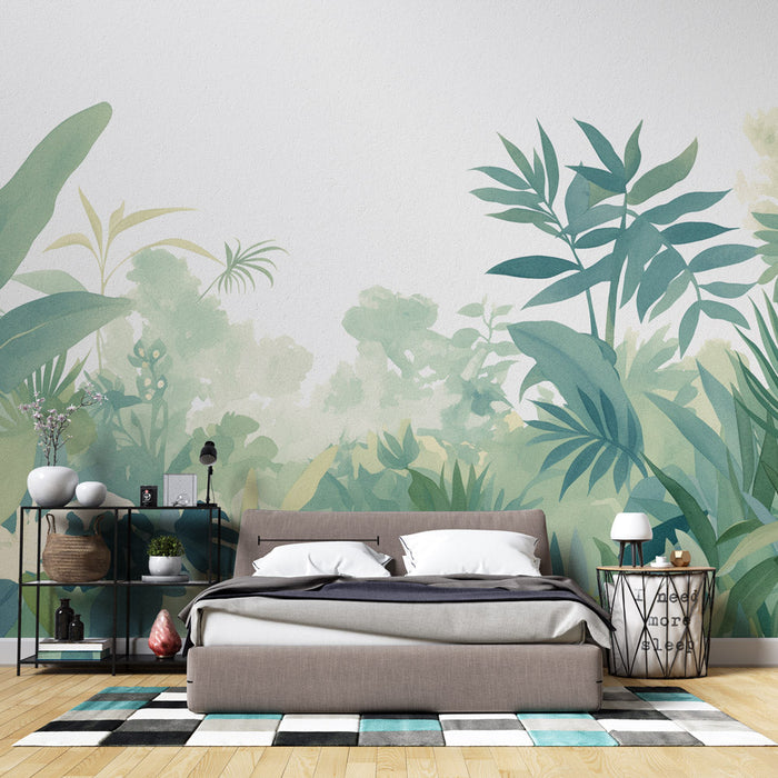 Pastel Foliage Mural Wallpaper | Shades of Green