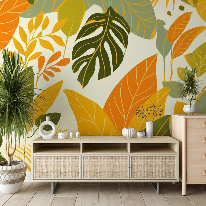 Retro Foliage Mural Wallpaper | 70s