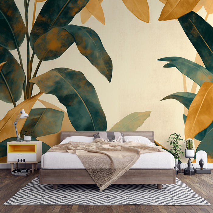 Rustic Foliage Mural Wallpaper | Zelena i smeđa