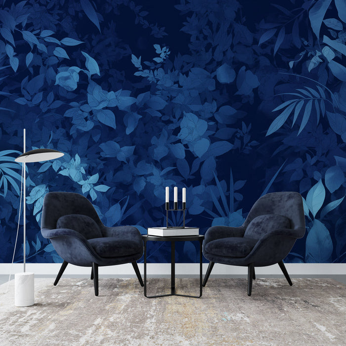 Tropical Foliage Mural Wallpaper | Intense Blue