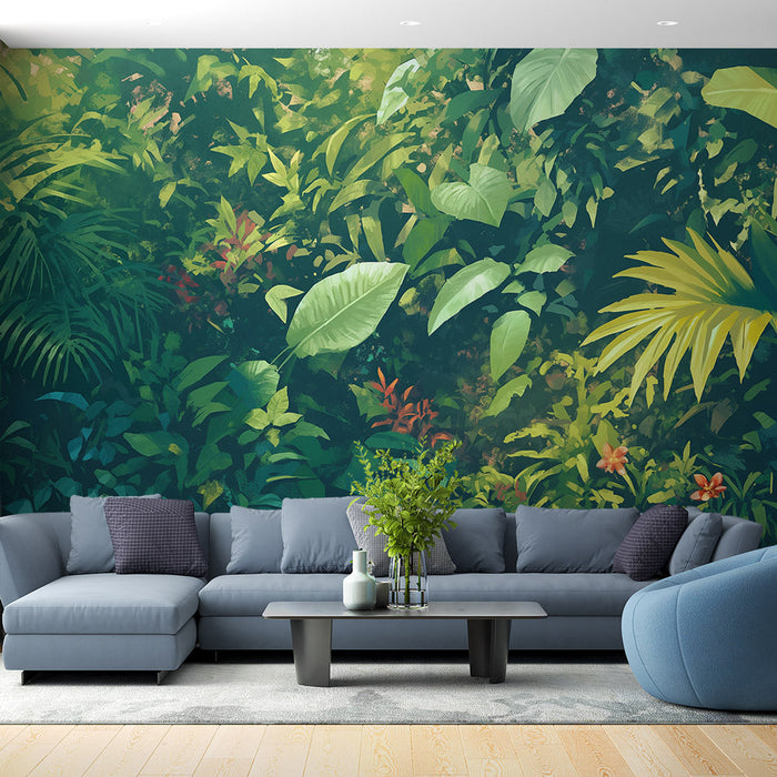 Tropical Foliage Mural Wallpaper | Lush Vegetation