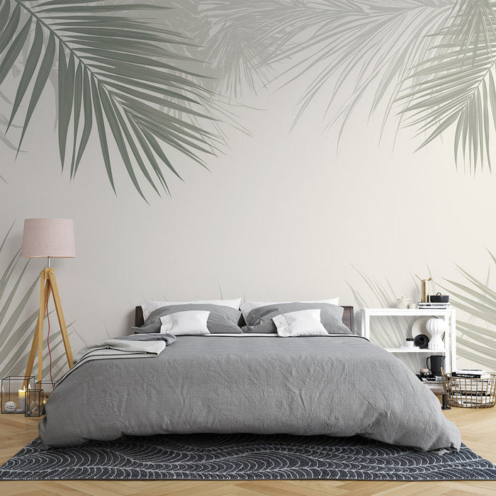 Palm Leaves Mural Wallpaper | Mellem Grøn og Beige