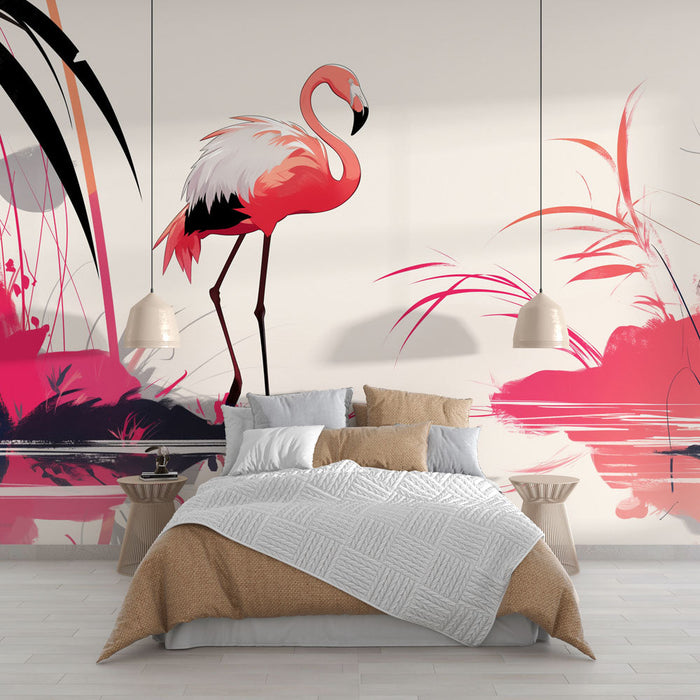 Flamingo Pink Tapet | Farverig Paradis