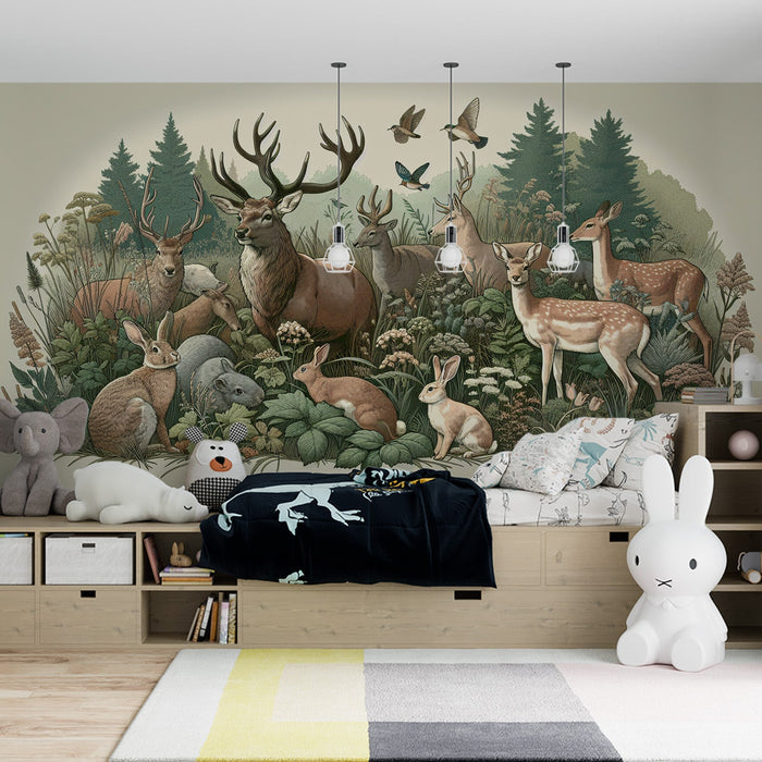 Forest Mural Wallpaper | Forest Animal Cohesion