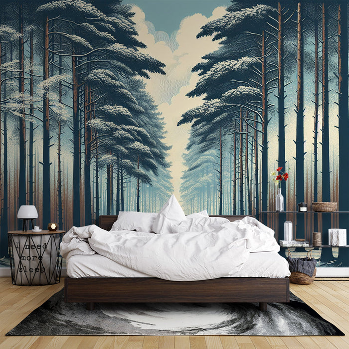 Forest Mural Wallpaper | Grand Avenue of Majestic Aligned Trees