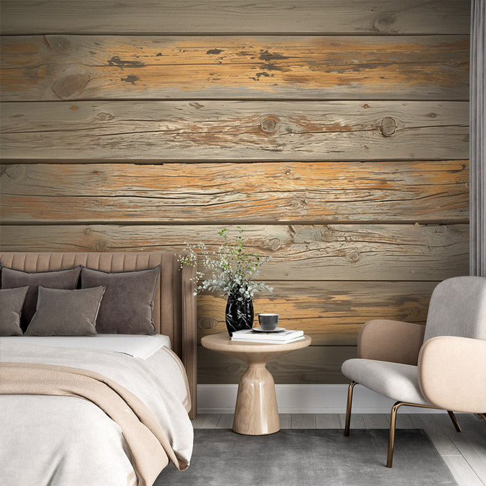 Horizontal Wood Effect Mural Wallpaper | Shades of Grey