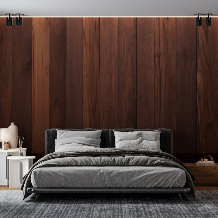 Vertical Wood Effect Mural Wallpaper | Brown Shade