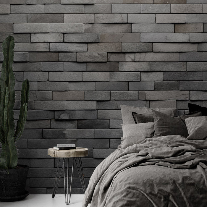 Gray Brick Effect Wallpaper | Textured Wall