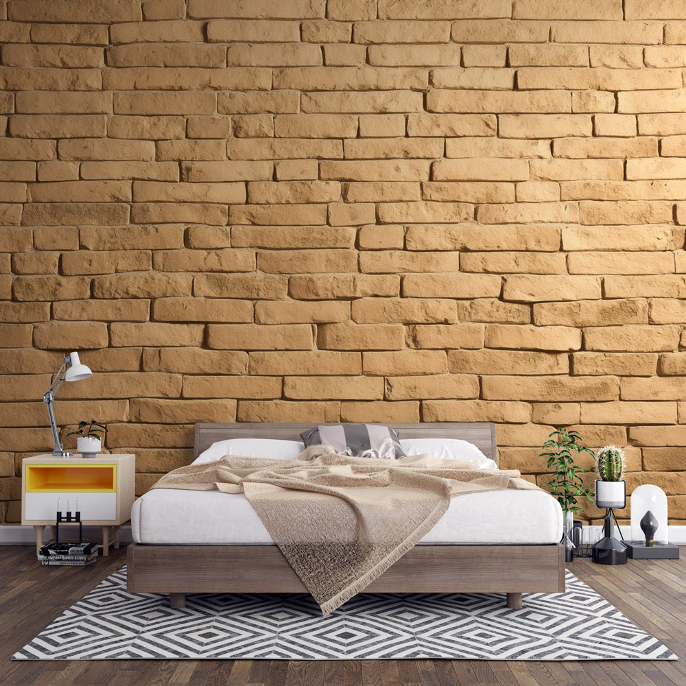 Rectangular Stone Effect Mural Wallpaper | Textured Wall — WonderMural