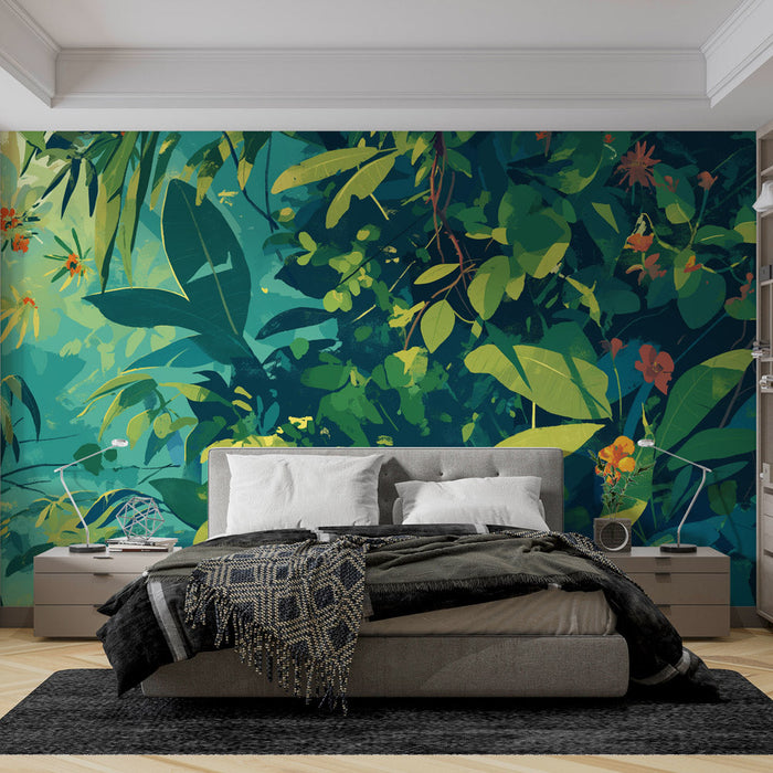 Tropical Jungle Mural Wallpaper | Dense Vegetation