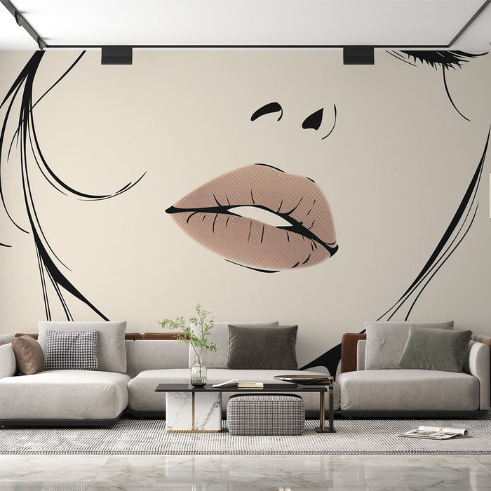 Papel de parede de arte linear | French Kiss