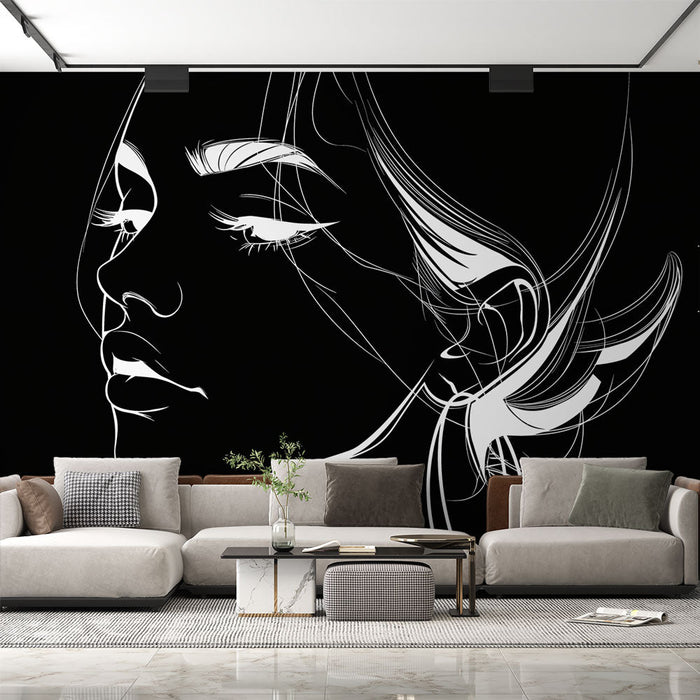 Line Art Mural Wallpaper | The Woman