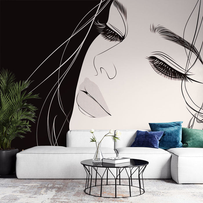 Line Art Mural Wallpaper | Serenity