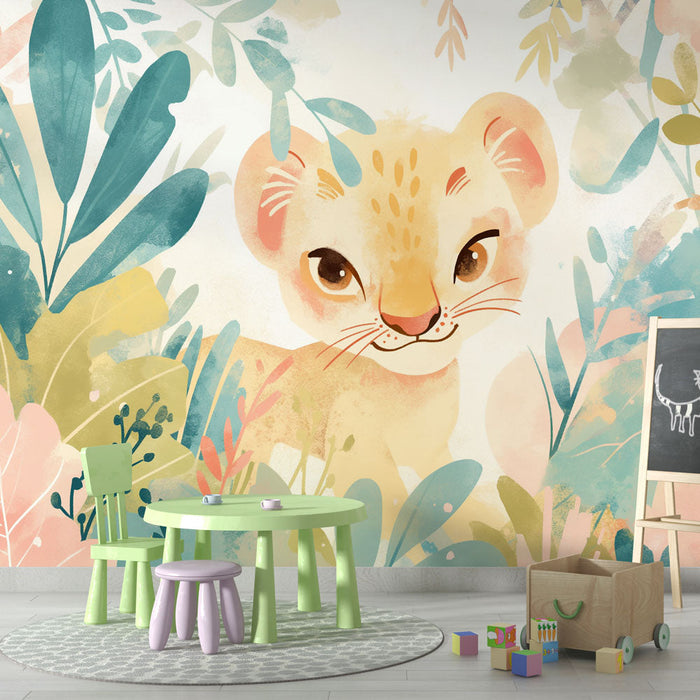 Lion Cub Mural Wallpaper | Hravý