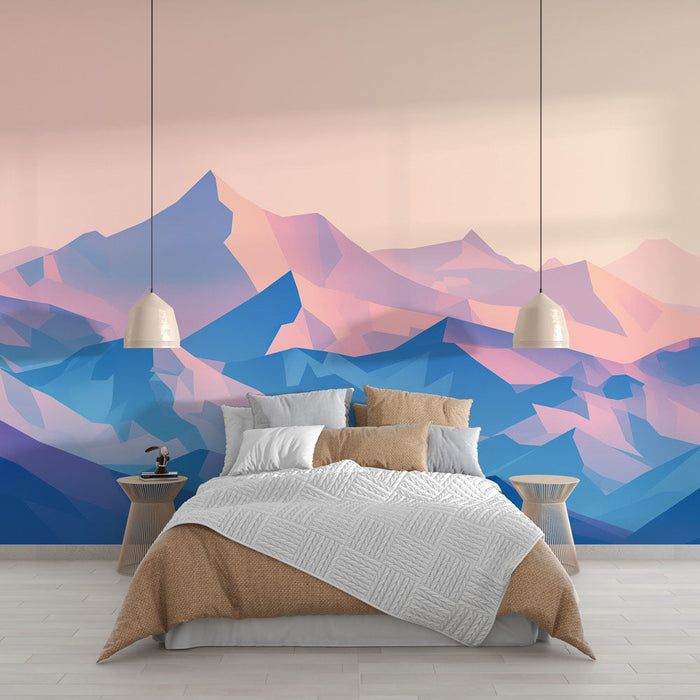 Mountain Mural Wallpaper | Between Pink and Blue