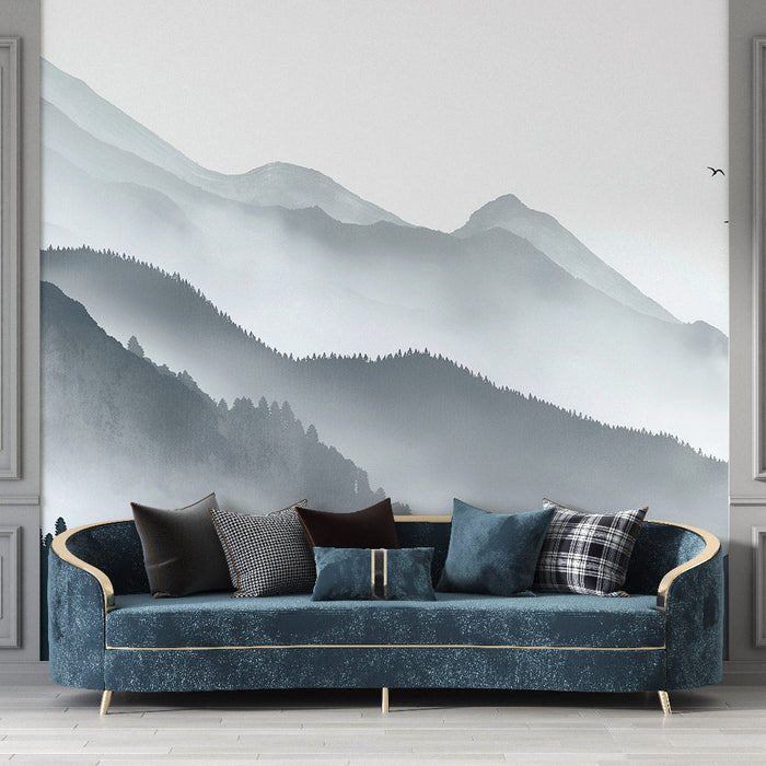 Mountain Mural Wallpaper | Monochrome Japandi