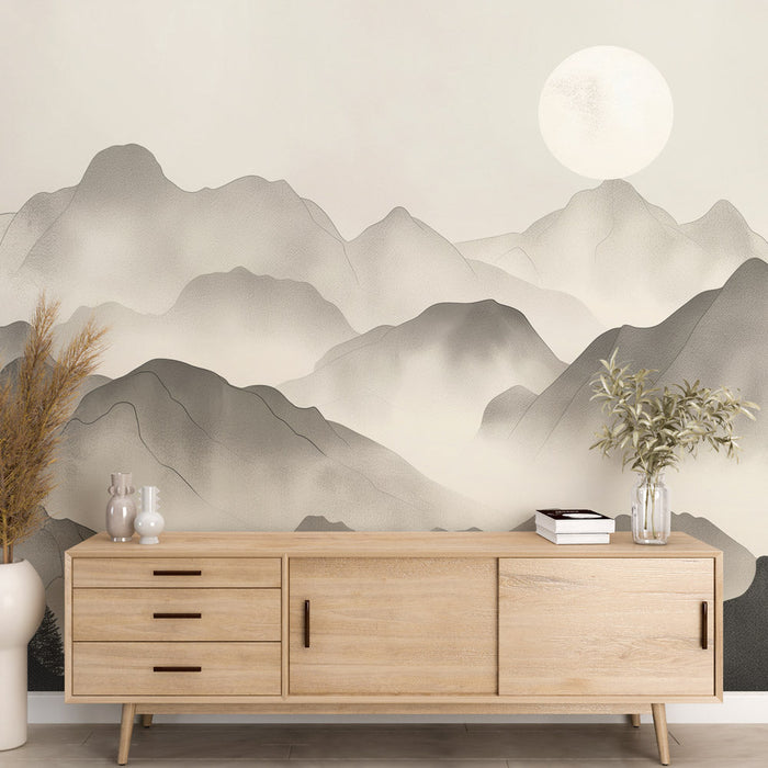 Mountain Mural Wallpaper | Monochrome