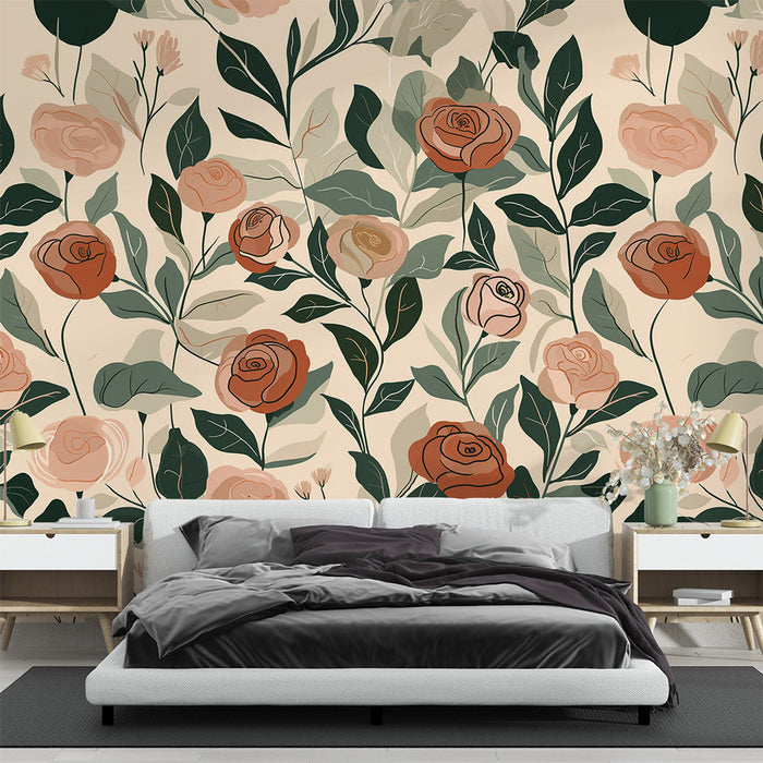 Floral Pattern Mural Wallpaper | Roses