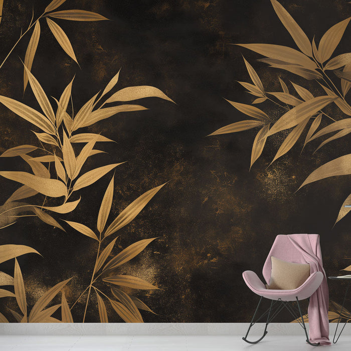 Black and Gold Mural Wallpaper | Bamboo