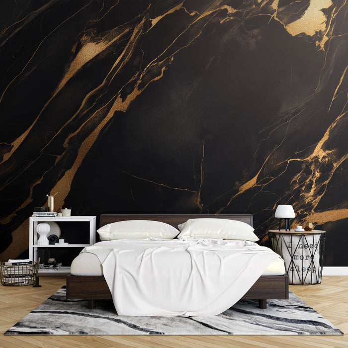 Zwart en Goud Foto Behang | Luxe Marmer