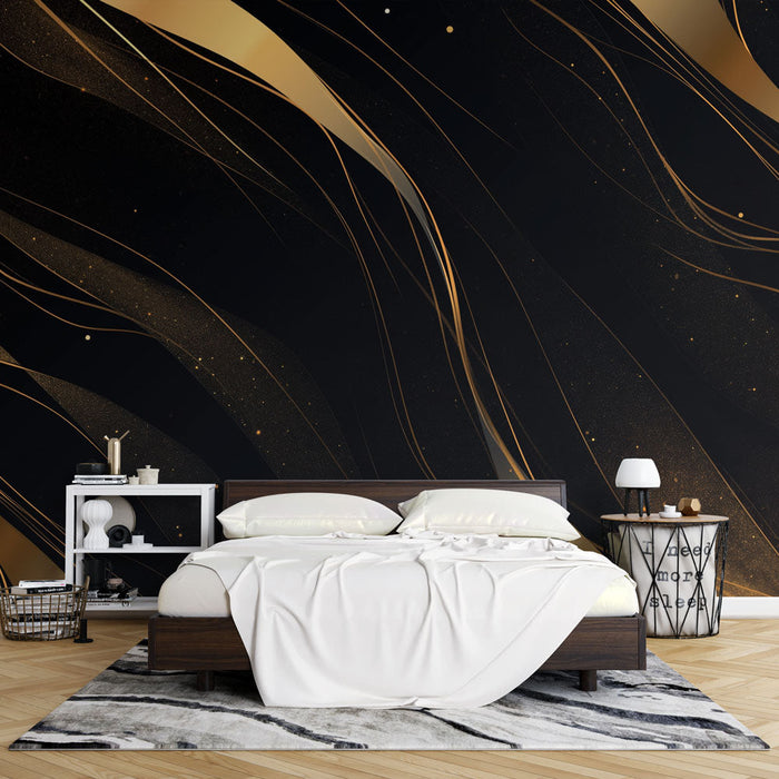 Black and Gold Mural Wallpaper | Waves and Movements