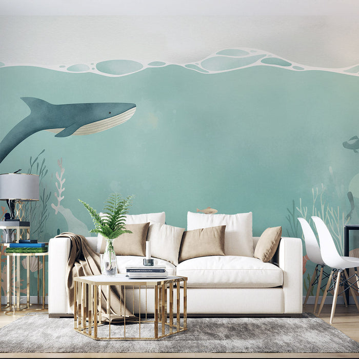 Ocean Mural Wallpaper | Whale Fish and Corals