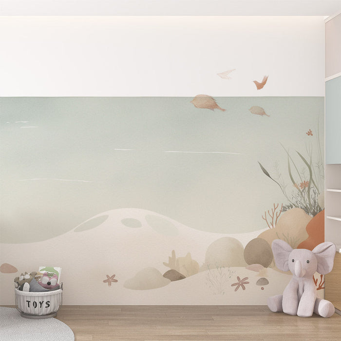 Ocean Mural Wallpaper | Pastel Shapes and Colors